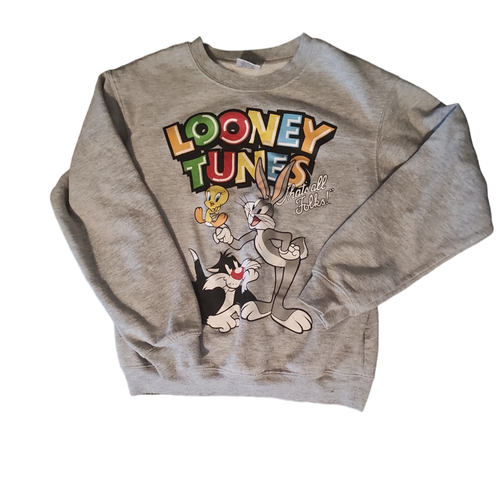 Looney Tunes Womens Graphic Gray Sweatshirt Juniors Size X-SMALL